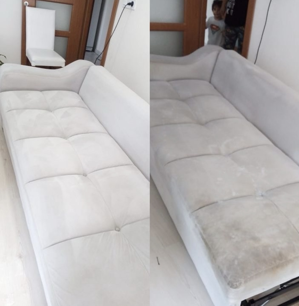 CleanFast antes y después limpieza sofá 1